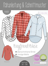 Papierschnitt Boyfriend Bluse | Größe 32-58
