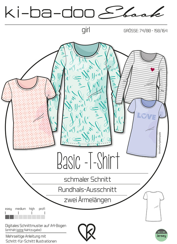 ebook Basic T-Shirt Tunika Mädchen | Größe 74/80 bis 158/164