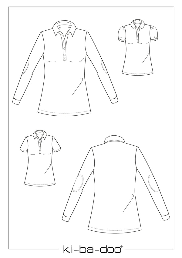 kibadoo Papierschnitt Poloshirt Damen Schnittskizze