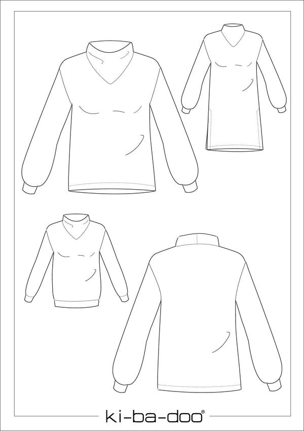 ebook Sweater Vivi | Größe 32-48 DIN A4 PDF zum download Schnittskizze