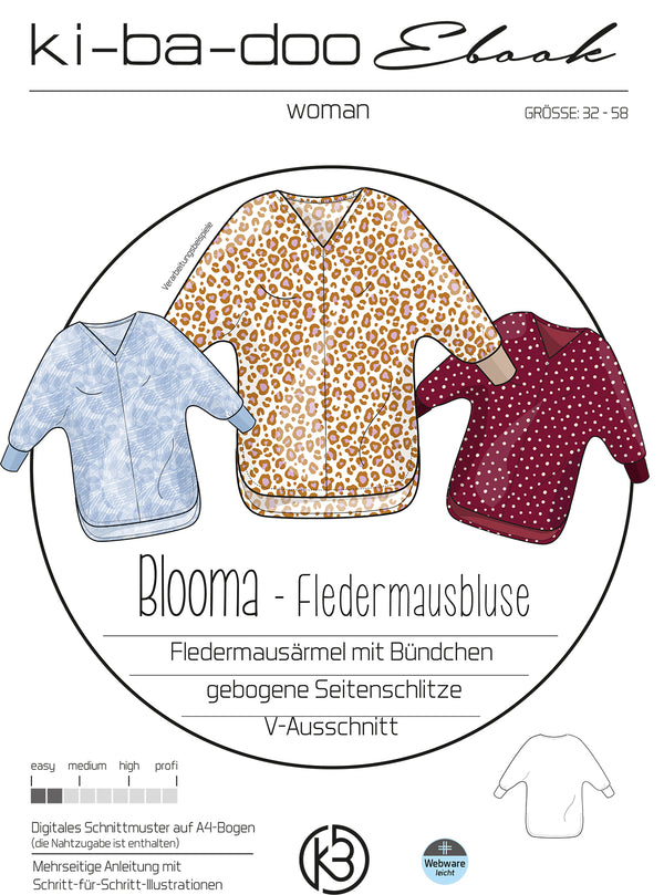 ebook Bluse Blooma | Größe 32-58 DIN A4 (optional mit DIN A0) zum download