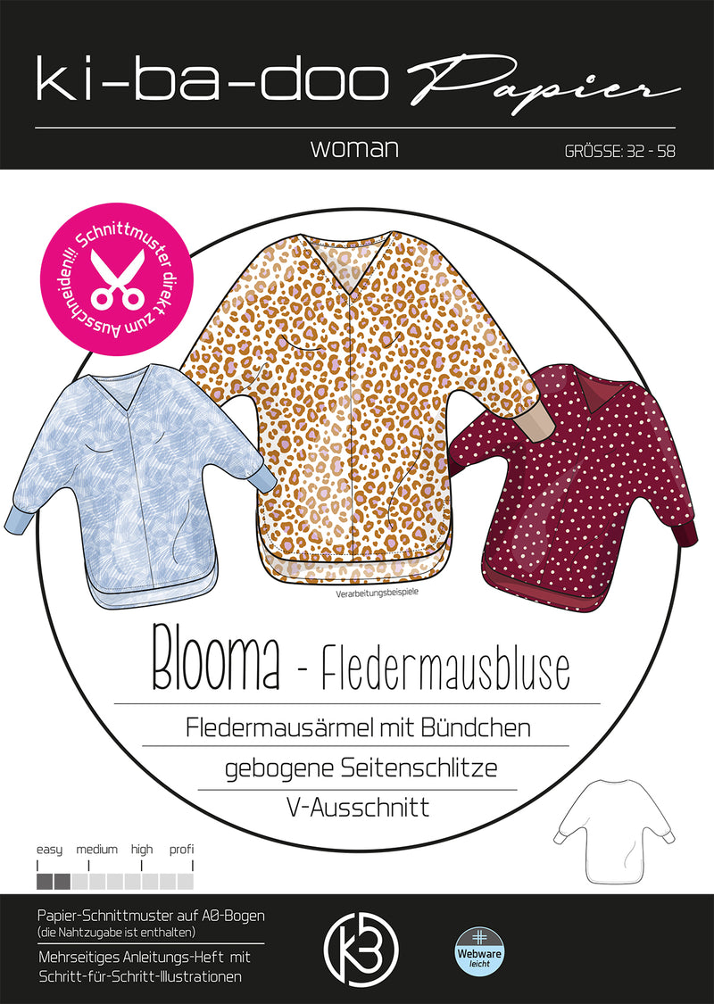Papierschnitt Bluse Blooma | Größe 32-58