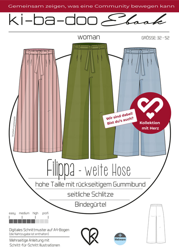 ebook Damen FILIPPA weite Hose | Größe 32 - 58 DIN A4 PDF zum download