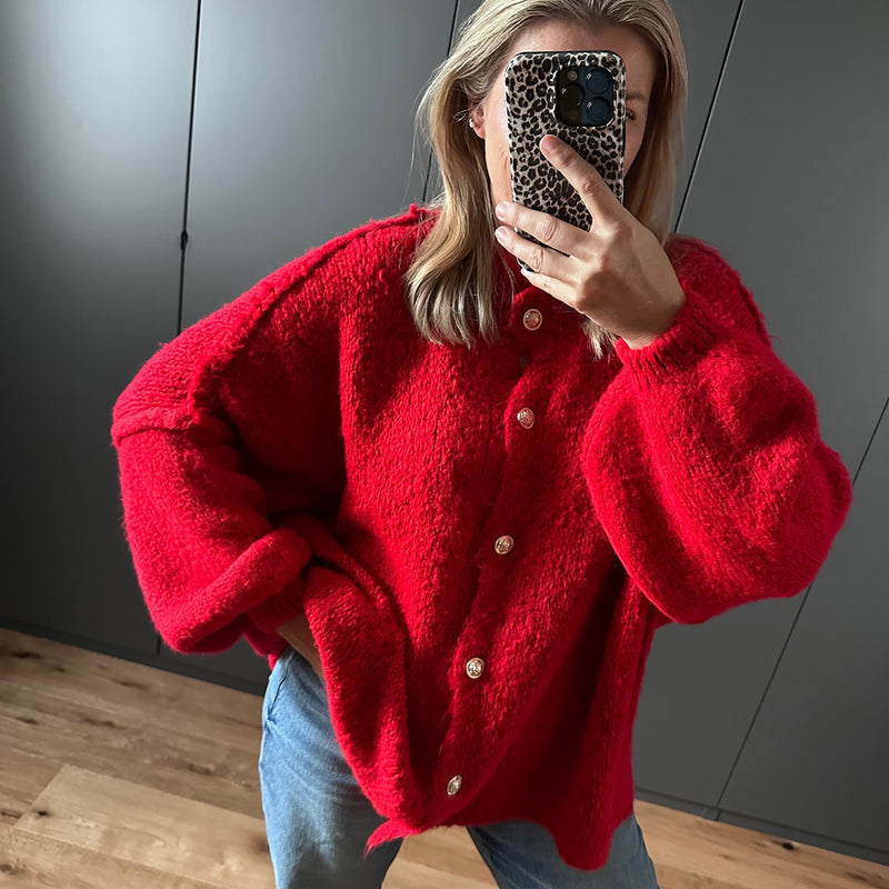 Oversize Kuschel-Cardigan // rot