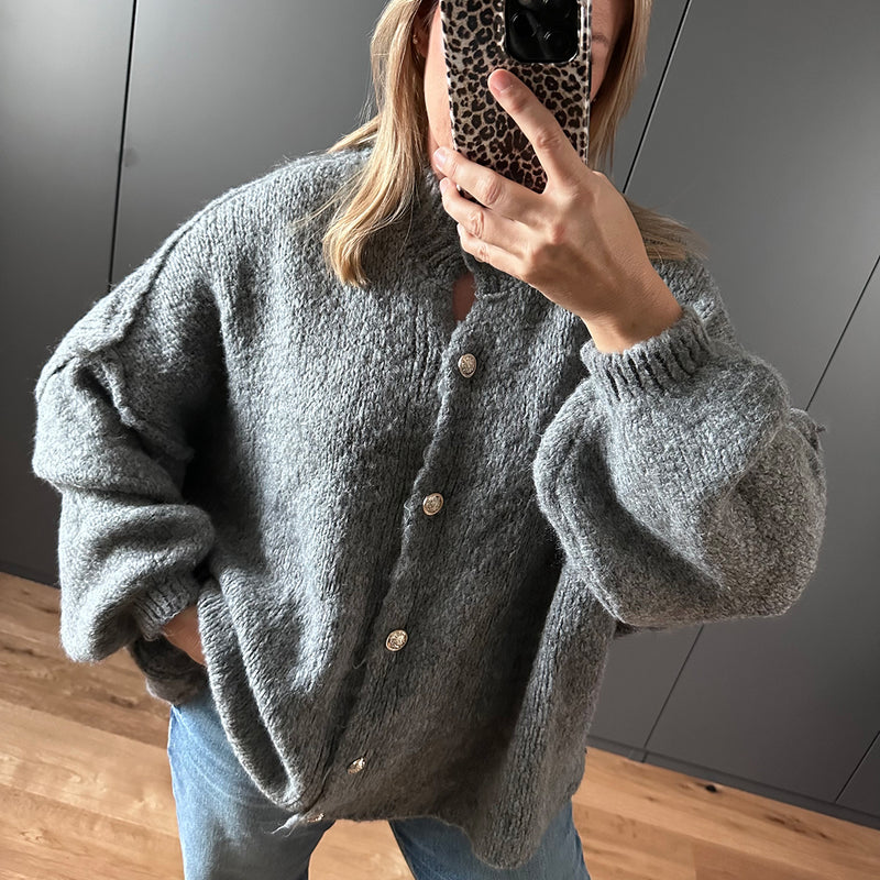 Oversize Kuschel-Cardigan // grau