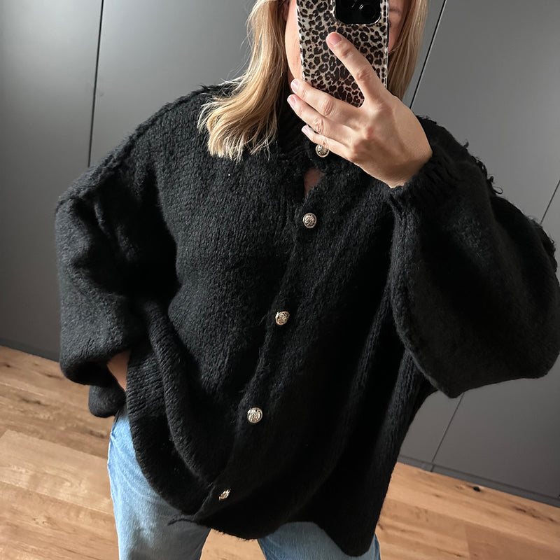 Oversize Kuschel-Cardigan // schwarz