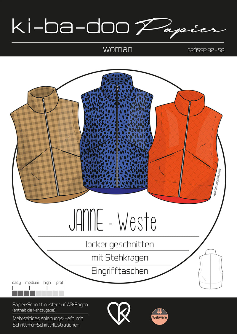 Papierschnitt Weste Janne | Größe 32-58