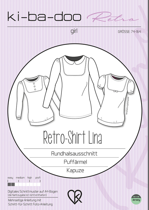 retro ebook Lina T-Shirt | Größe 74-164 DIN A4 PDF zum download