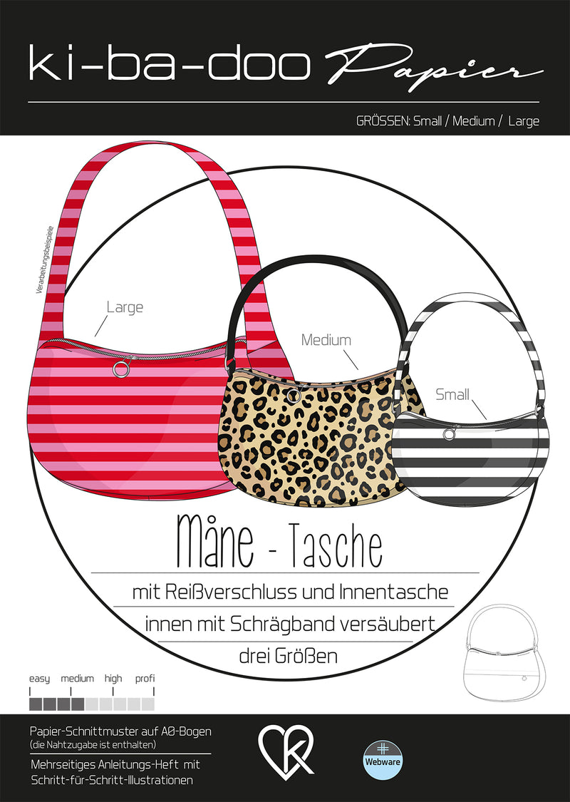 Papierschnitt Tasche Måne - Mondtasche in 3 Größen (S-M-L)