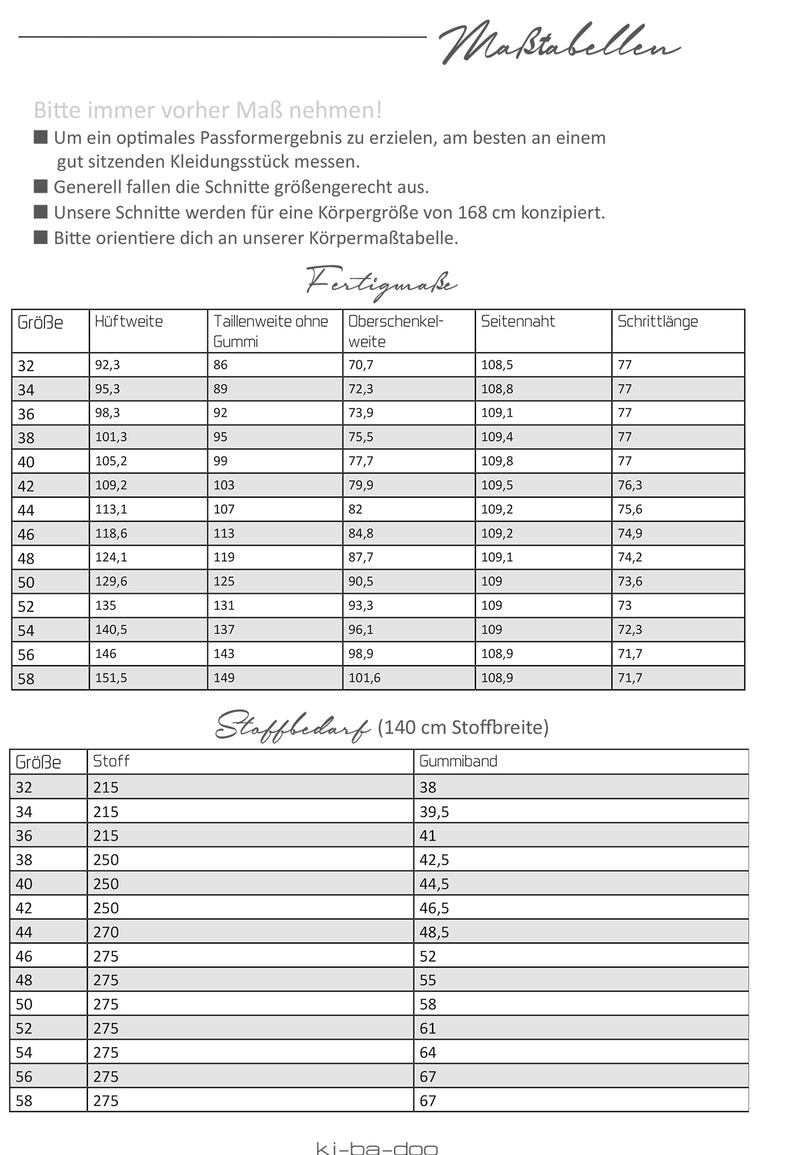 ebook Damen FILIPPA weite Hose | Größe 32 - 58 DIN A4 PDF zum download