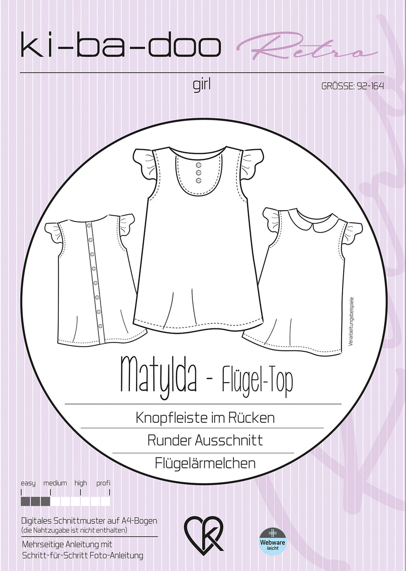 retro ebook Matylda Bluse | Größe 92-164 DIN A4 PDF zum download