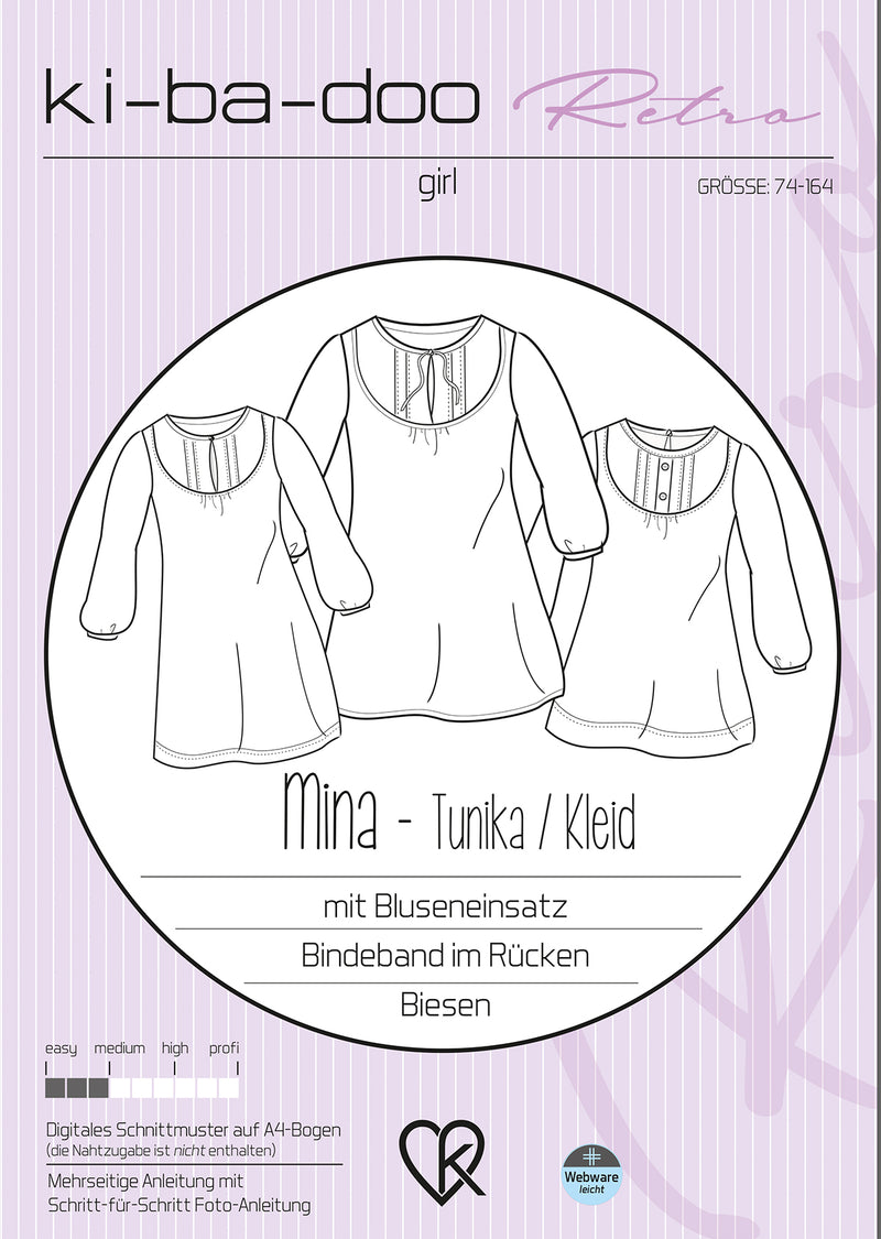 retro ebook Mina Tunika | Größe 74-164 DIN A4 PDF zum download