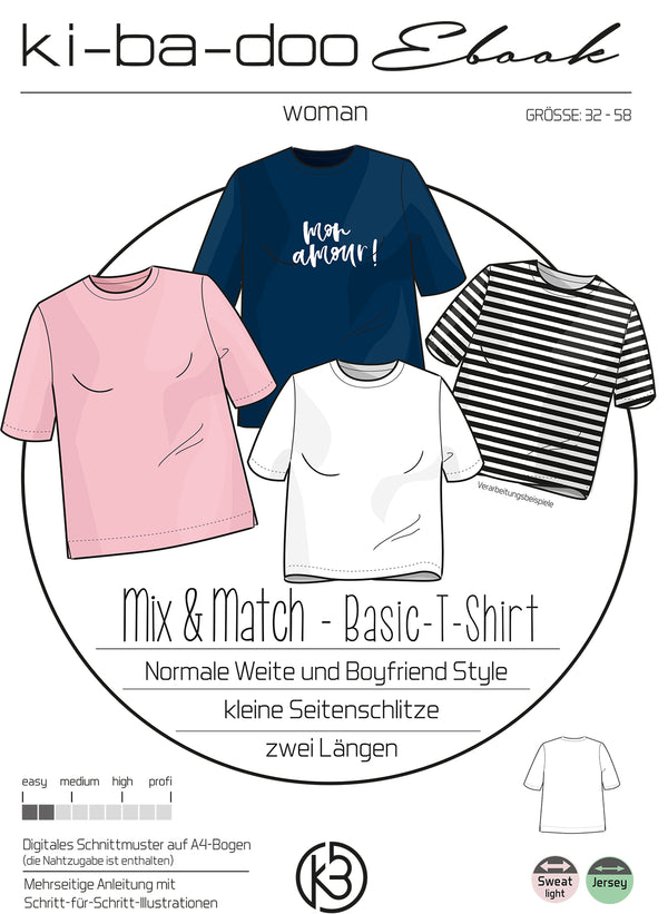 ebook Mix&Match Basic T-Shirt | Größe 32-58 DIN A4 (optional mit DIN A0) zum download