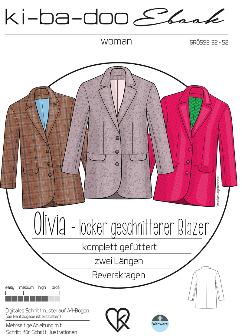 ebook Blazer Olivia | Größe 32-52 DIN A4 PDF zum download