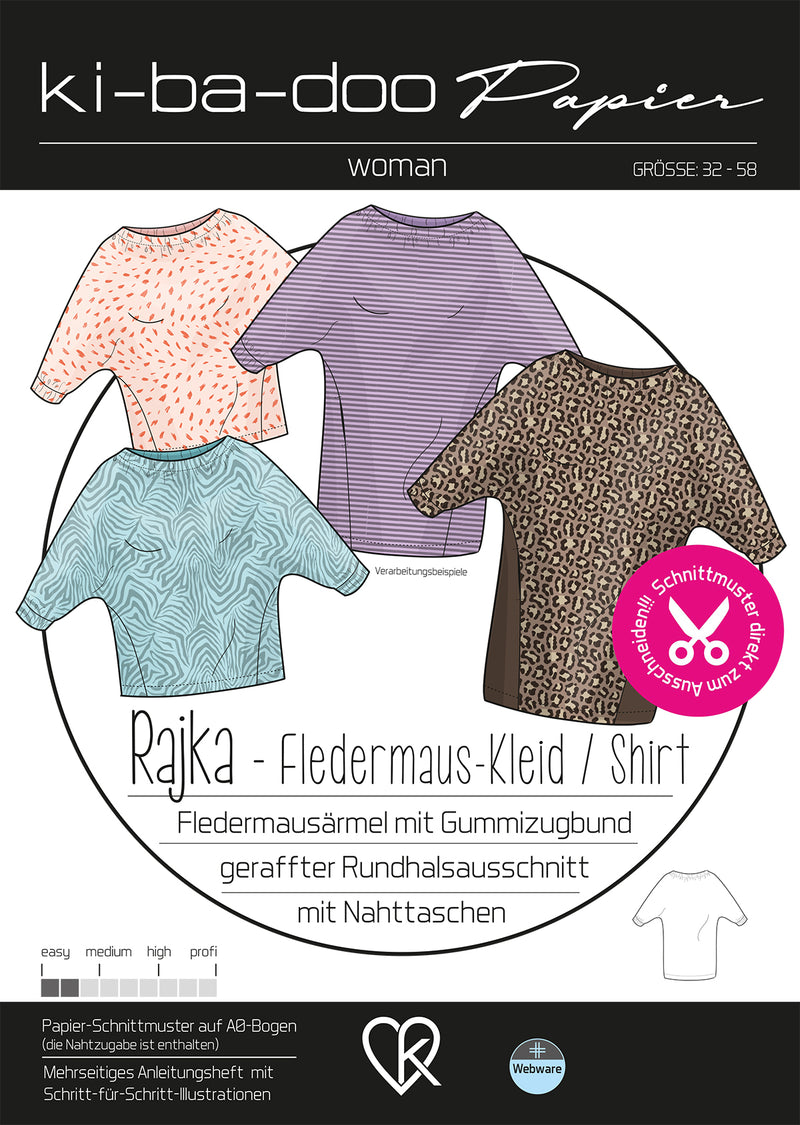 Papierschnitt Rajka Fledermaus-Kleid/-Shirt | Größe 32-58