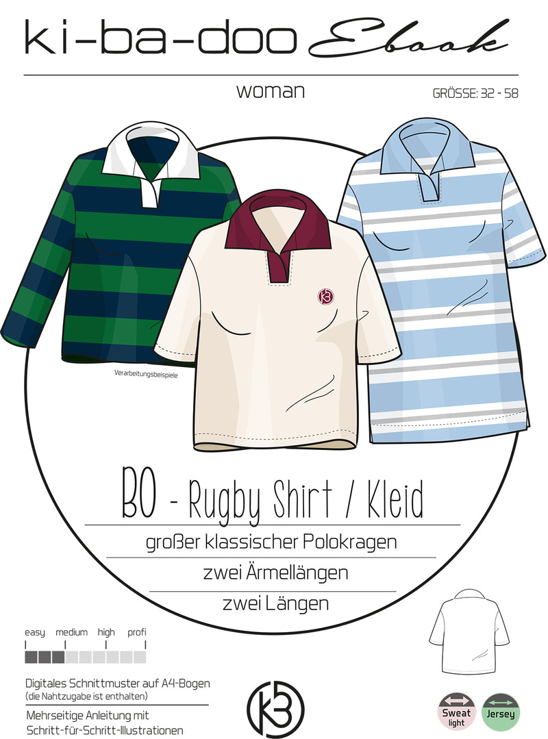 Fashion ebook BO Rugby Shirt | Größe 32-58 DIN- A4 & DIN-A0 PDF zum download