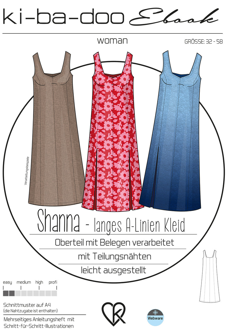 ebook Kleid Shanna | Größe 32-58 DIN A4 PDF zum download