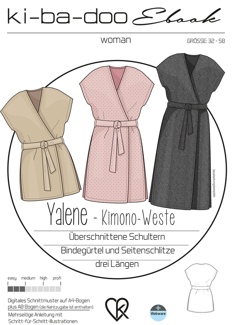 Fashion ebook YALENE Weste | Größe 32-58 DIN- A4 & DIN-A0 PDF zum download