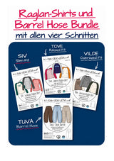 BUNDLE ebook Raglan-Shirts & Barrel Hose | Größe 32-58 inkl. DIN A4, DIN A0 & Beamer Datei | PDF zum download