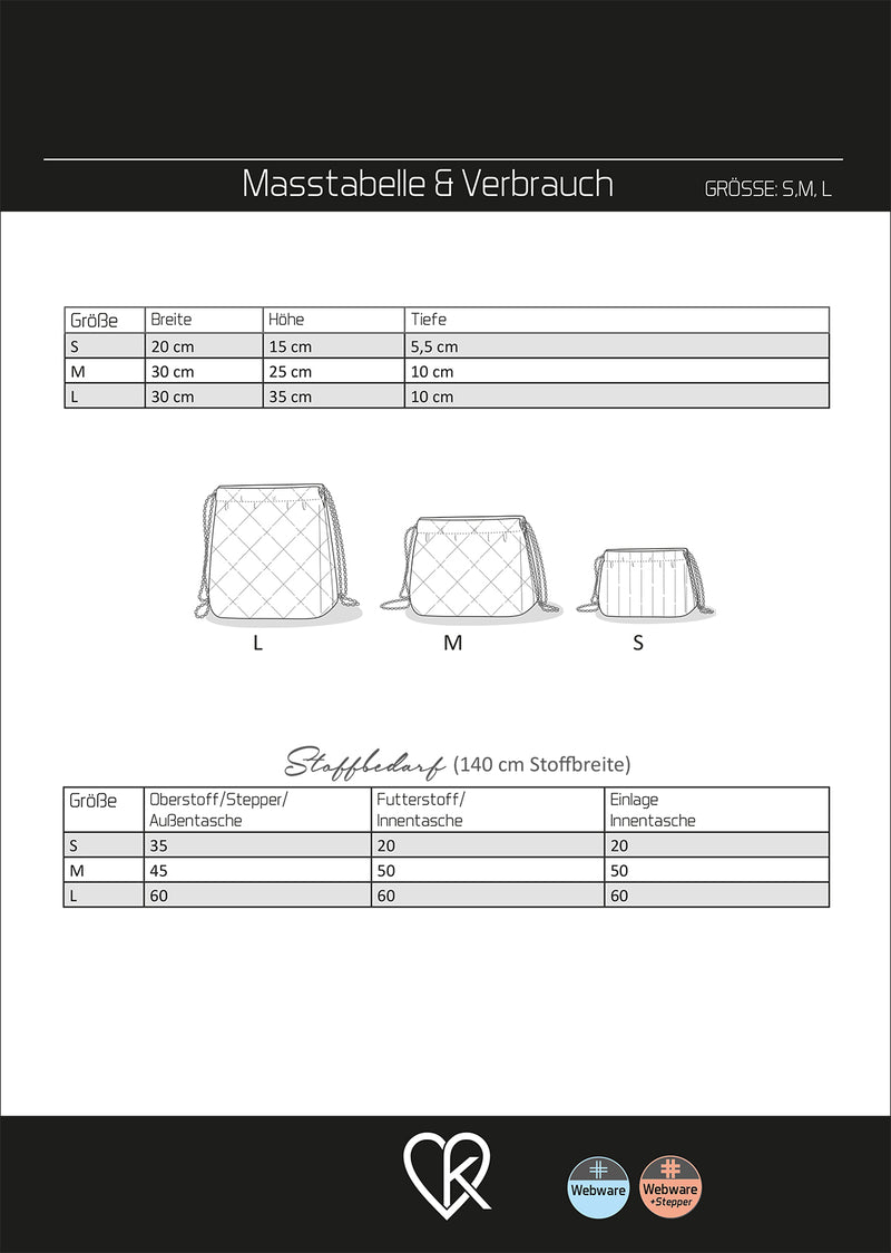 ebook Tasche Väska  | Größe S,M,L DIN A4 PDF zum download
