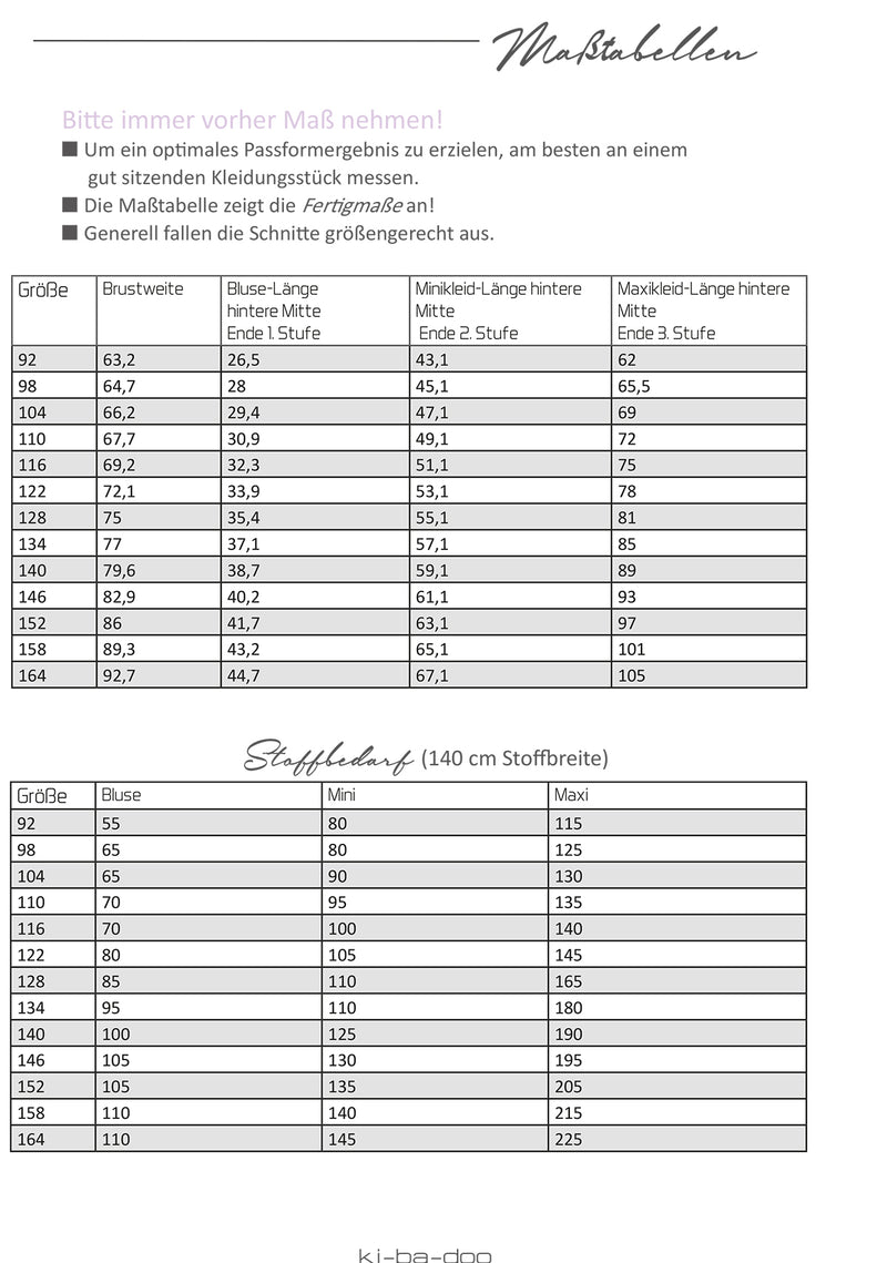 ebook Kleid Nelinchen Kinder | Größe 92-164 DIN A4 PDF zum download