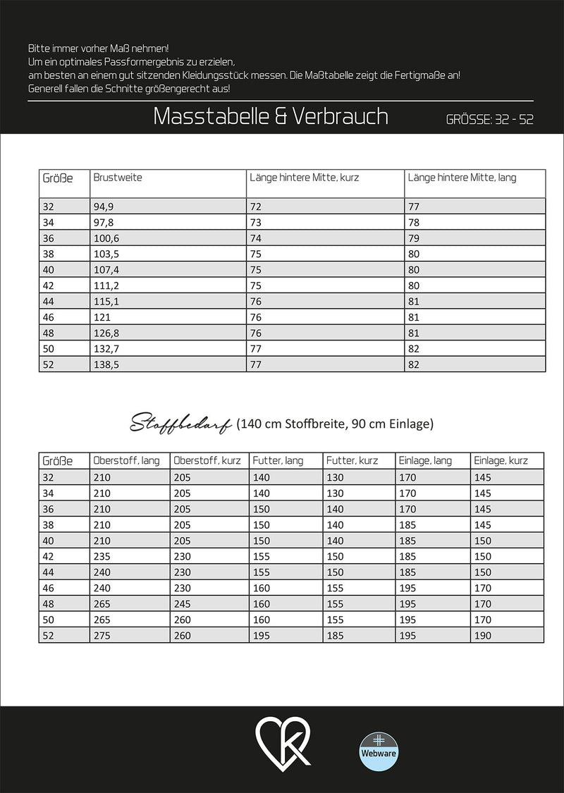ebook Blazer Olivia | Größe 32-52 DIN A4 PDF zum download