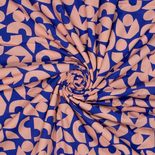 Resttsück 1,6 m Webware abstract, blau-apricot