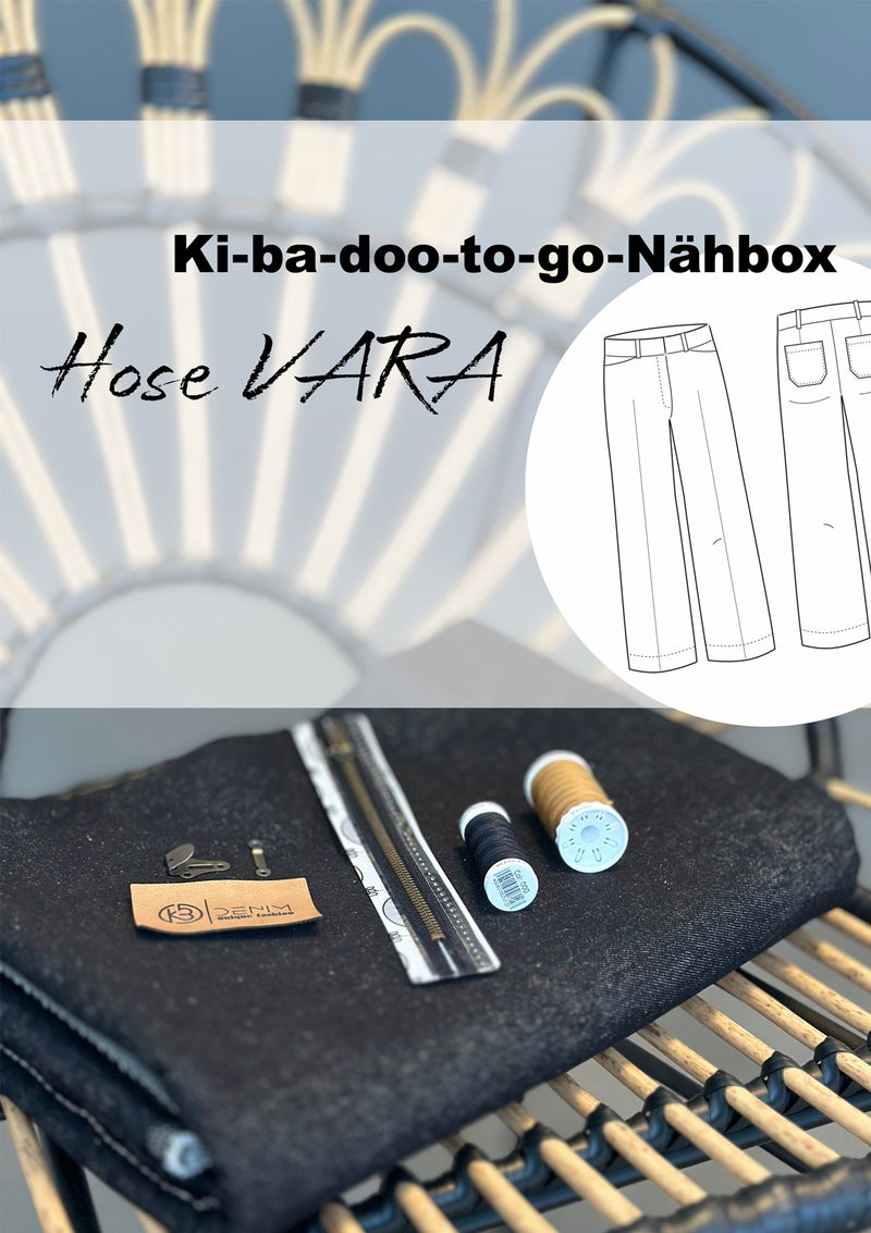 Ki-ba-doo-to-go VARA-NÄHBOX 2,25 m Jeans & Zubehör inkl. Großformat Schnittbogen und DIN A4-PDF download  | Größe 32-50