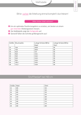 ebook Kleid Abbie | Größe 32-48 DIN A4 PDF zum download Maßtabelle