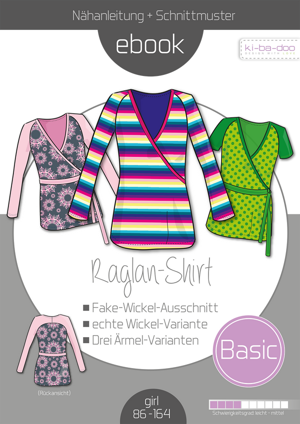 ebook Basic Raglan Wickelshirt Kinder | Größe 86-164 DIN A4 PDF zum download