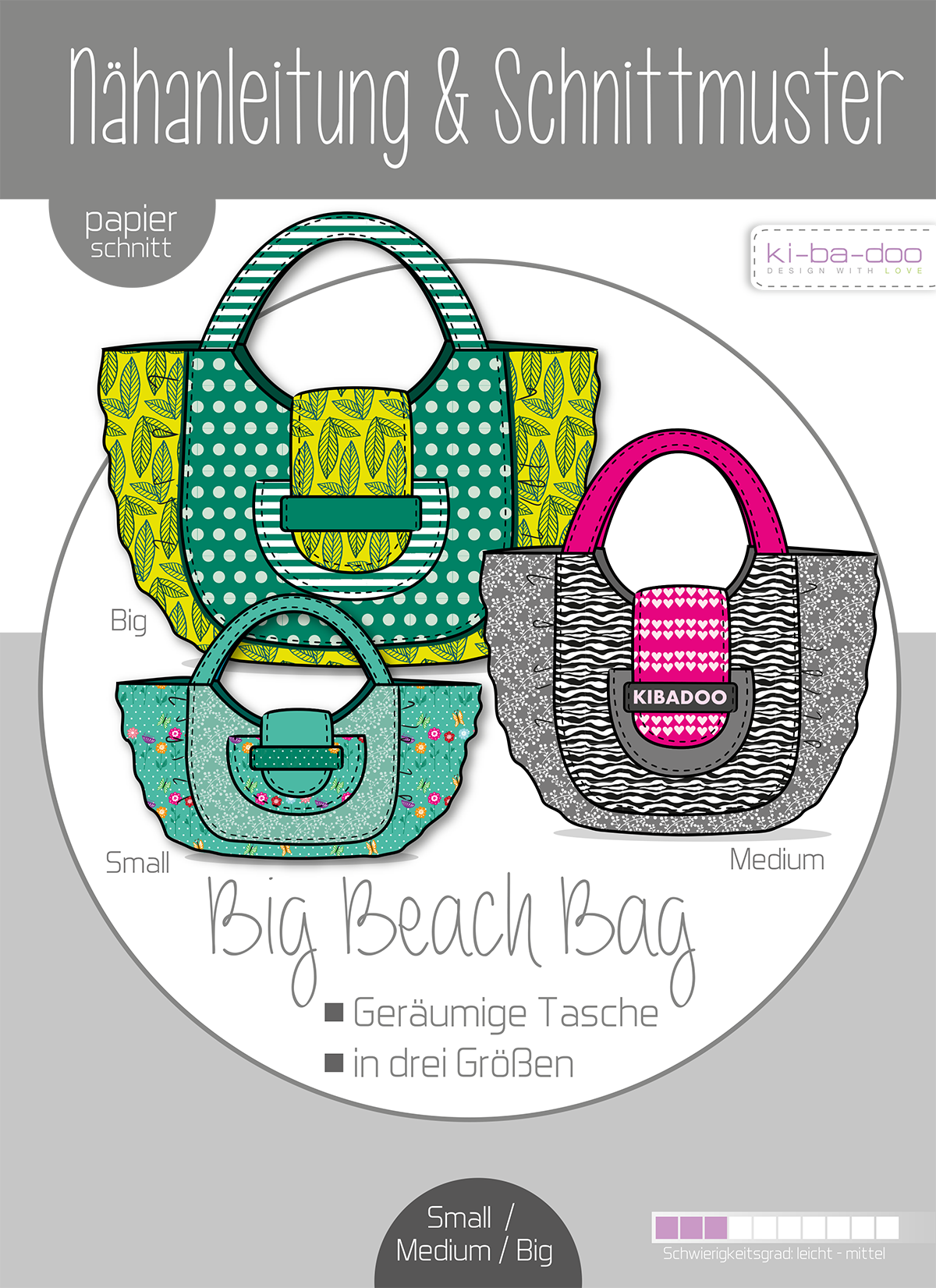 Papierschnitt Big Beach Bag Strandtasche in 3 GroBen Ki ba doo