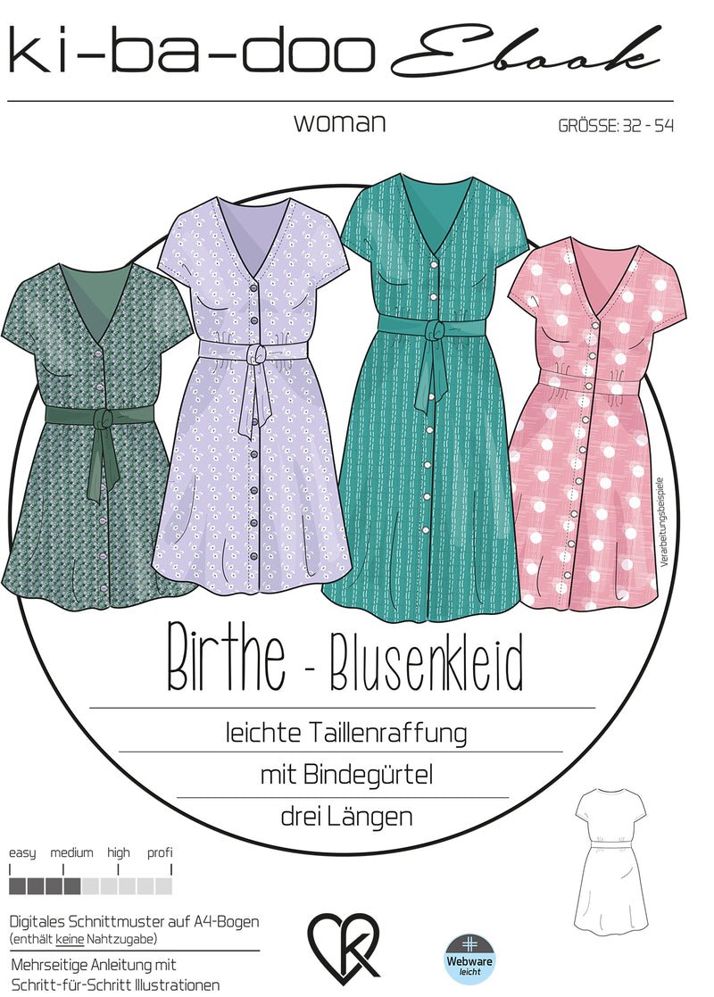 ebook Kleid Birthe | Größe 32-54 DIN A4 PDF zum download