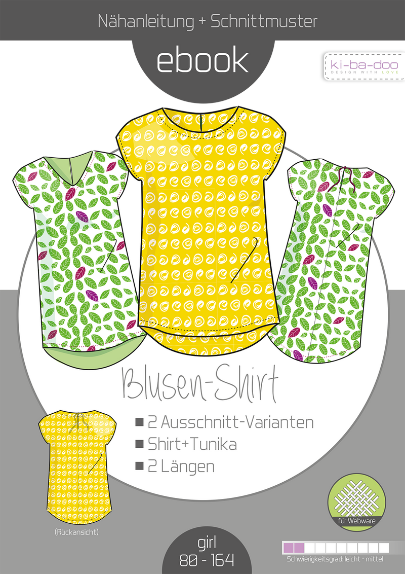 ebook Basic Blusen-Shirt Mädchen | Größe 80-164 DIN A4 PDF zum download
