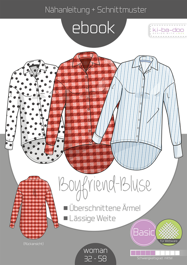 ebook Boyfriend Bluse  | Größe 32-58 DIN A4 PDF zum download