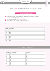ebook Knoten-Kleid Cillia | Größe 32-48 DIN A4 PDF zum download Maßtabelle