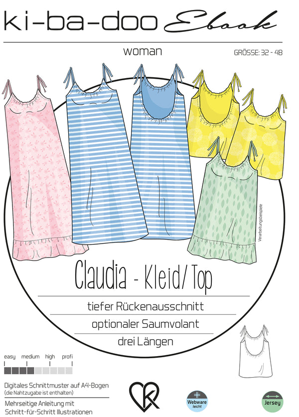 ebook Top/Kleid Claudia | Größe 32-48 DIN A4 (A0) PDF zum downlaod