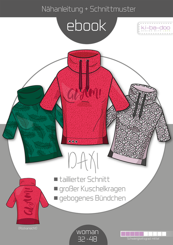 ebook Daxi Halbarm-Sweater Damen | Größe 32-48 DIN A4 PDF zum download
