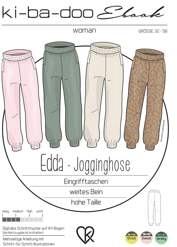 ebook Jogginghose  Edda | Größe 32-58 DIN A4 PDF zum downlaod Cover