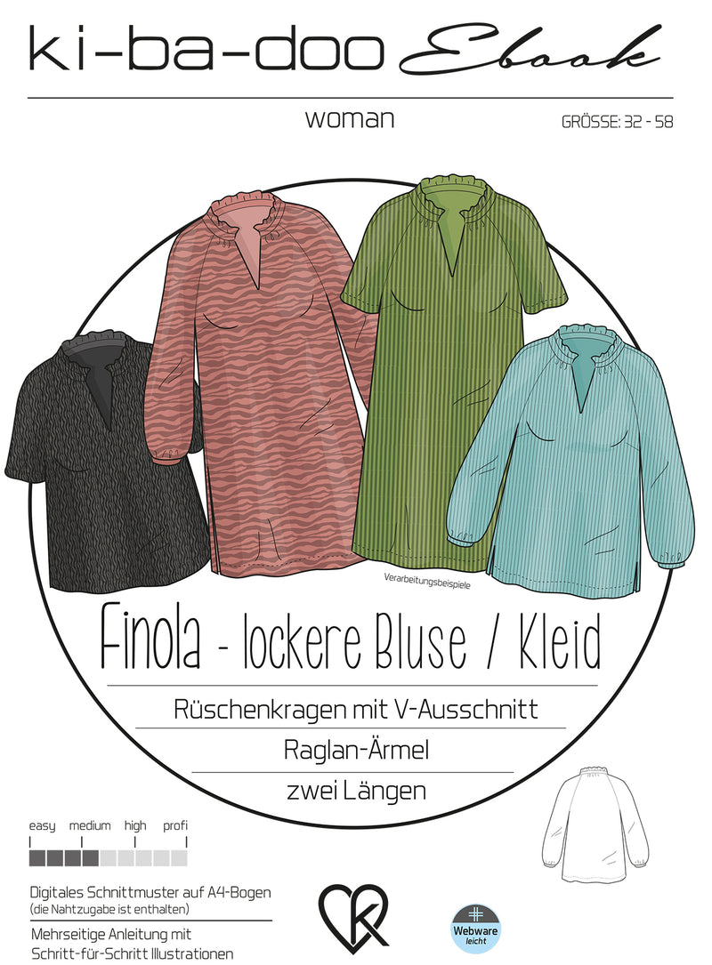 ebook Bluse Finola Damen | Größe 32-58 DIN A4 PDF zum download