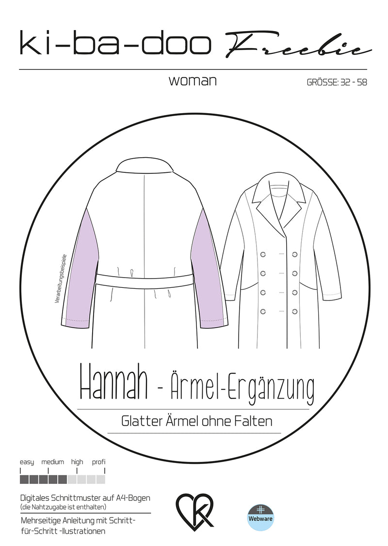 Schnittmusterergänzung zum Mantel Hannah DIN A4 PDF als download