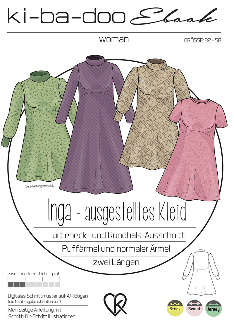 ebook Kleid Inga | Größe 32-58 DIN A4 PDF zum downlaod