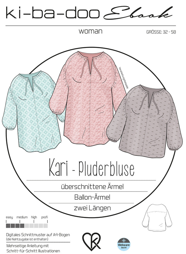 ebook Bluse Kari  | Größe 32-58 DIN A4 PDF zum download Cover