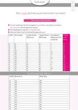 ebook Bluse Kari  | Größe 32-58 DIN A4 PDF zum download Maßtabelle