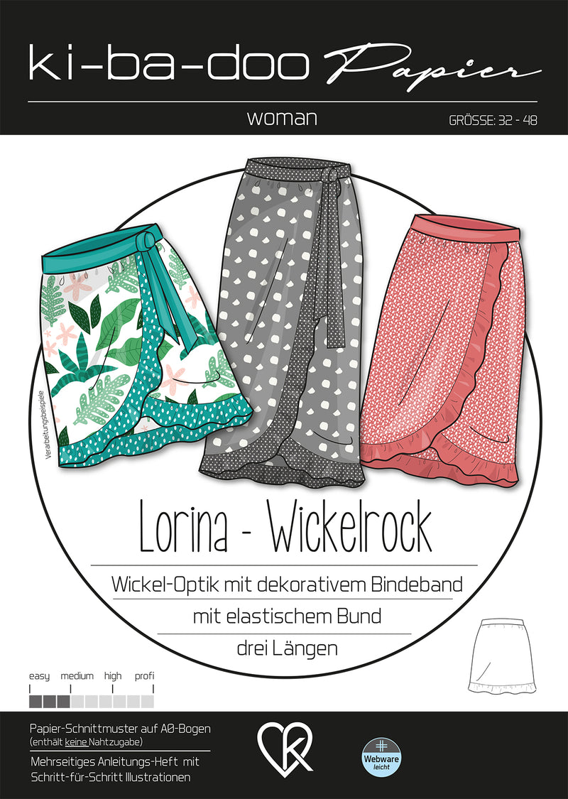 Papierschnitt Wickelrock Lorina  | Größe 32-48