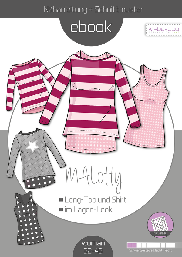 ebook Doppelshirt Malotty Damen  | Größe 32-48 DIN A4 PDF zum download Cover