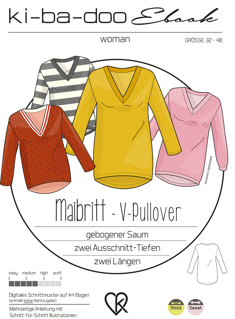 ebook Pullover Maibritt | Größe 32-48 DINN A4 PDF zum download Cover