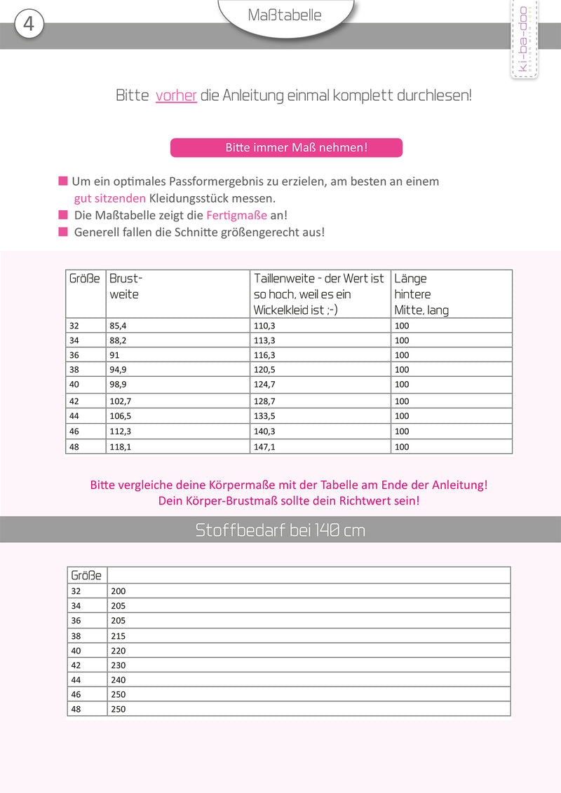 ebook Wickelkleid Fenja | Größe 32-48 DIN A4 PDF zum download