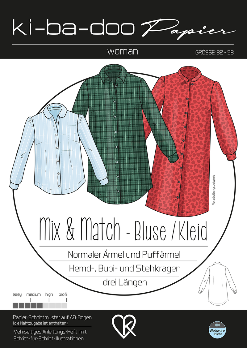 Papierschnitt Mix&Match Bluse/ Kleid | Größe 32-58 Cover 