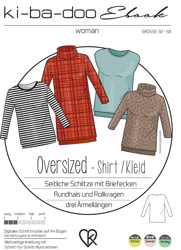 ebook Oversized Shirt/ Kleid Damen | Größe 32-58 DIN A4 PDF zum downlaod Cover