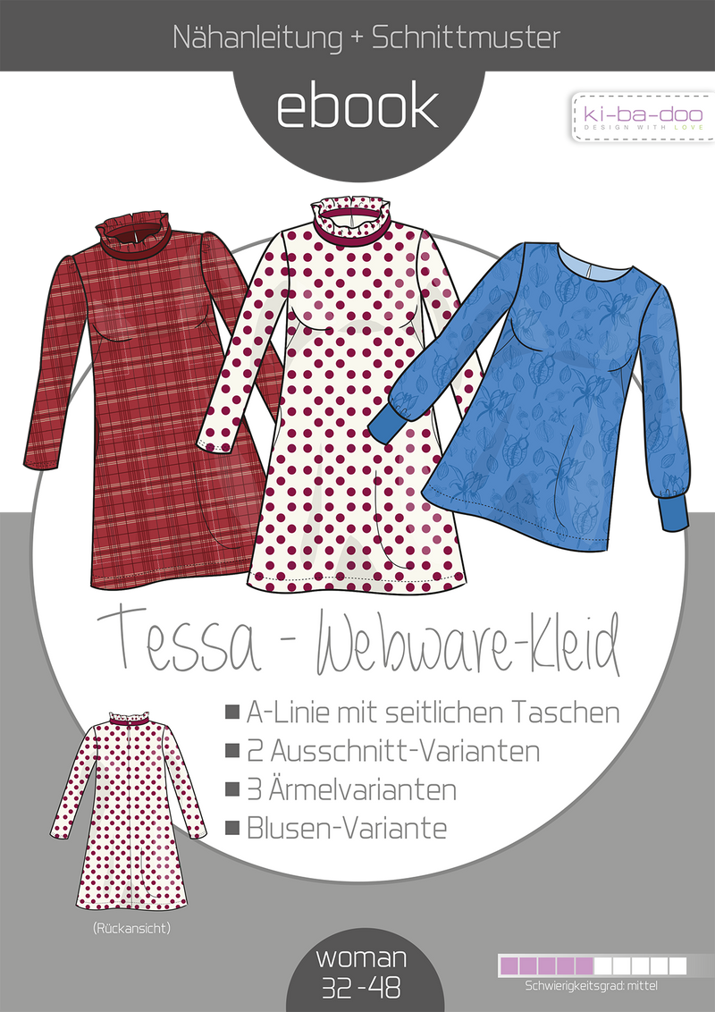 ebook Kleid/ Tunika Tessa | Größe 32-48 DIn A4 PDF zum download Cover
